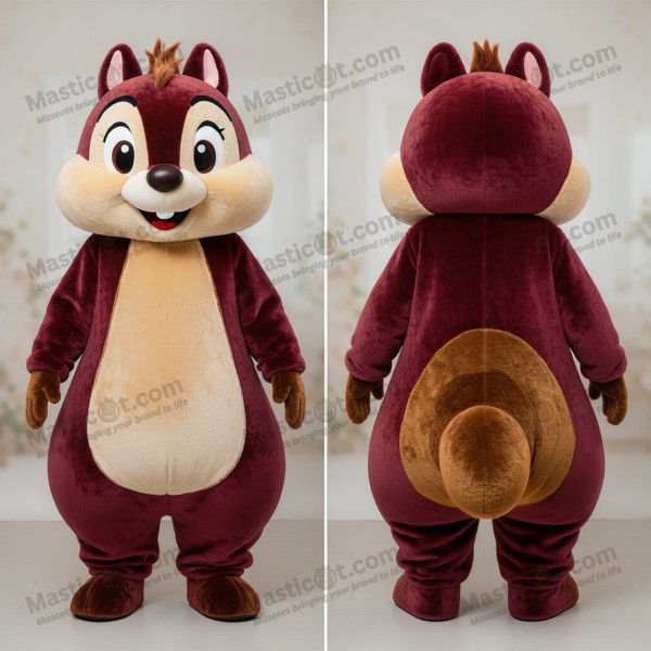 Maroon cuddly chipmunk mascot - Masticot.com