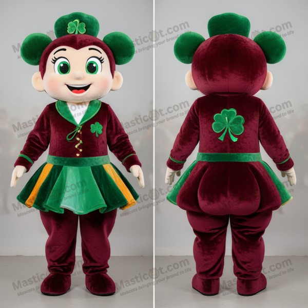 Maroon pleated skirt irish dancer mascot - Masticot.com