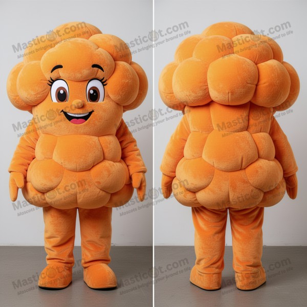 Vibrant orange rounded cauliflower mascot - Masticot.com