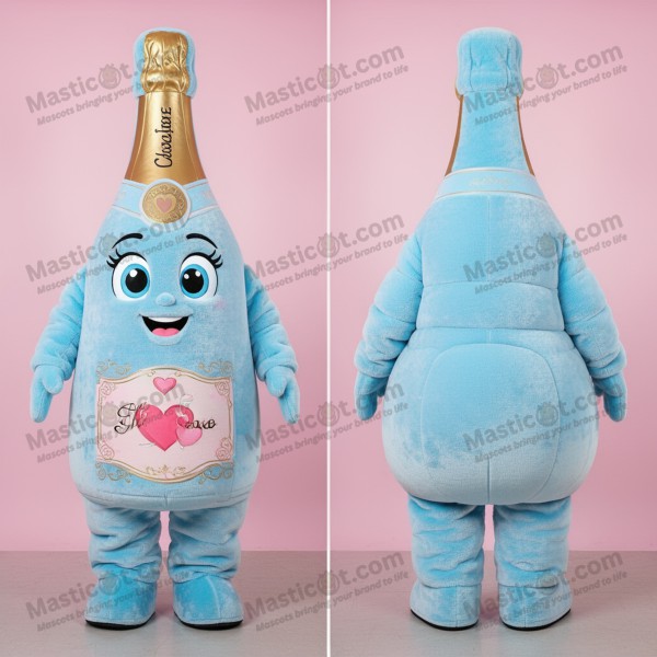 Himmelblå bjørne-champagne-maskot - Masticot.com