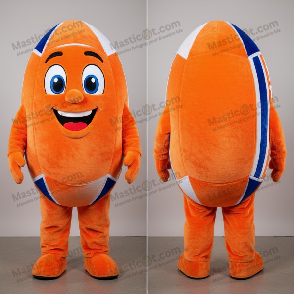 Orange Velvety Rugby Ball Mascot - Masticot.com
