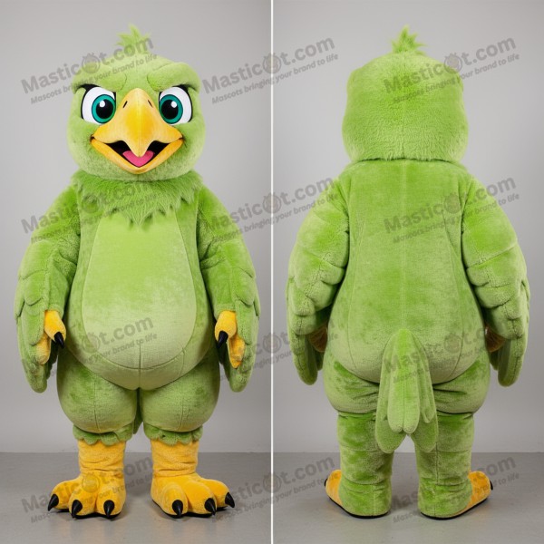 Lime green broad winged haasts eagle mascot - Masticot.com
