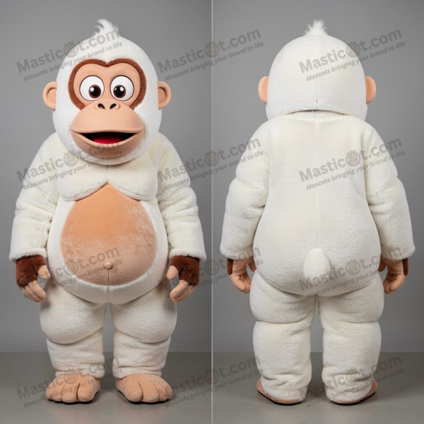 Velvety white broad cheeked orangutan mascot - Masticot.com