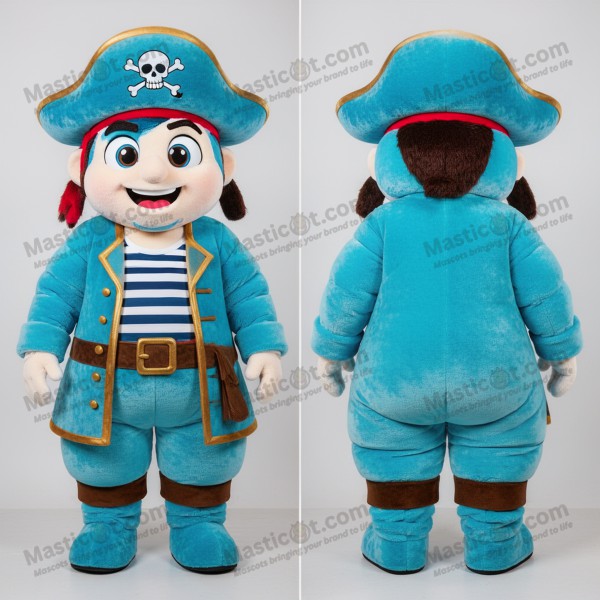 Cyan smiling pirate mascot - Masticot.com