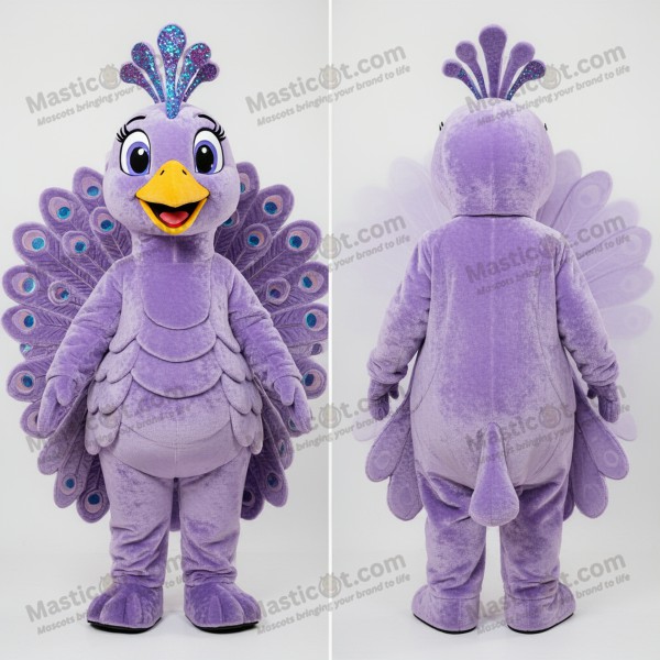 Lavender velvety peacock mascot - Masticot.com