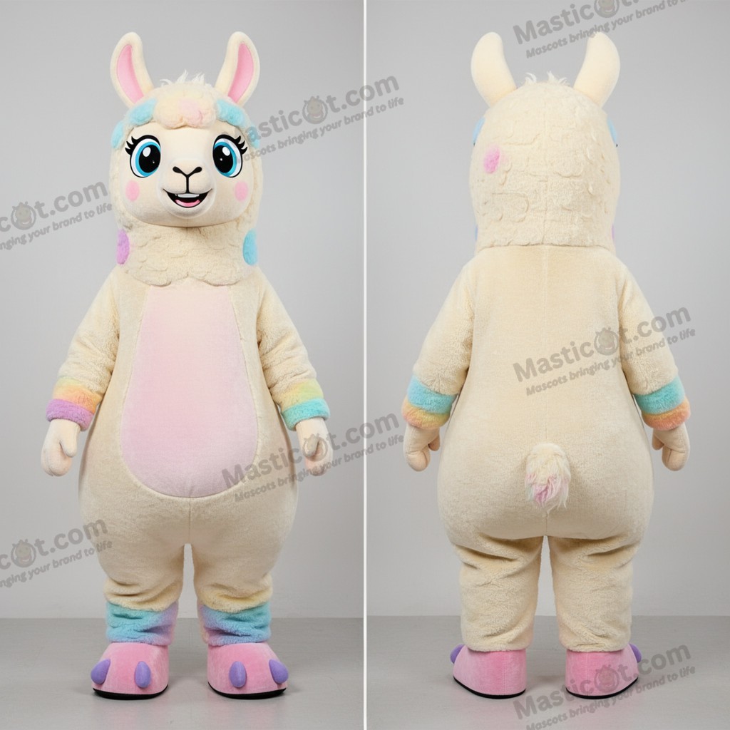 Krämig mjuk llamamaske - Lama - MASTICOT_27956 - Masticot.com