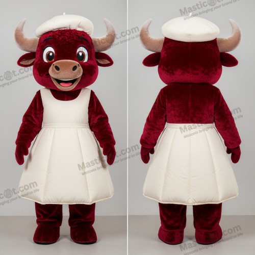 Mascotte bison velours cramoisi - Bison - MASTICOT_28046 - Masticot.com