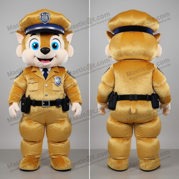 Zlatý policejní maskot s širokými rameny - Masticot.com