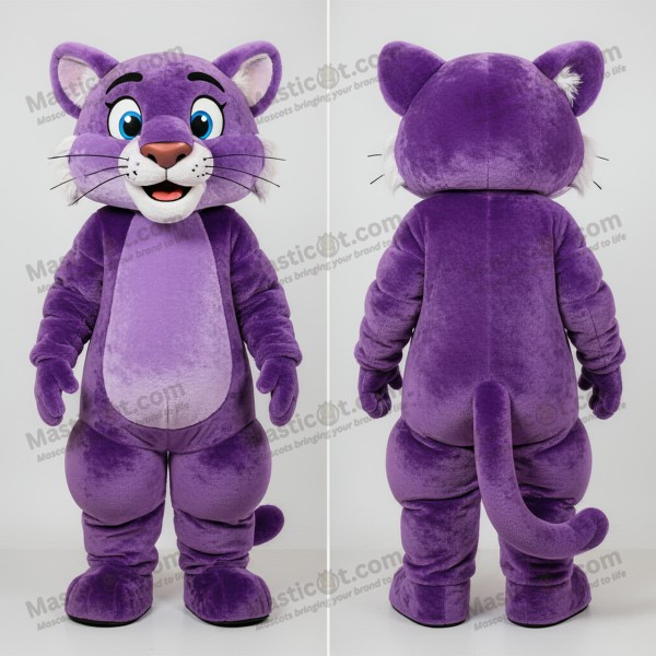 Purple broad shouldered mountain lion mascot - Masticot.com