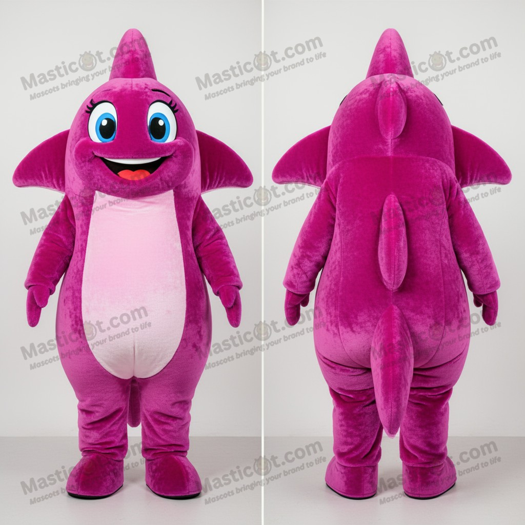Magenta Cartoon Ray Mascot - Masticot.com