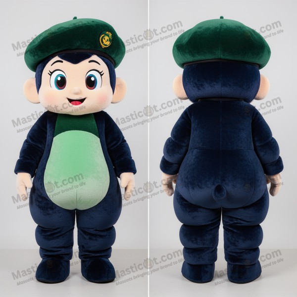 Deep green padded green beret mascot - Green Beret -