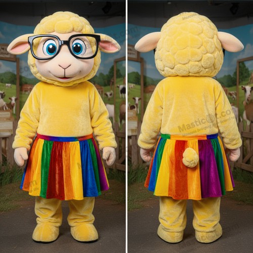Gouden vacht schaap mascotte - Schapen - MASTICOT_28200 - Masticot.com