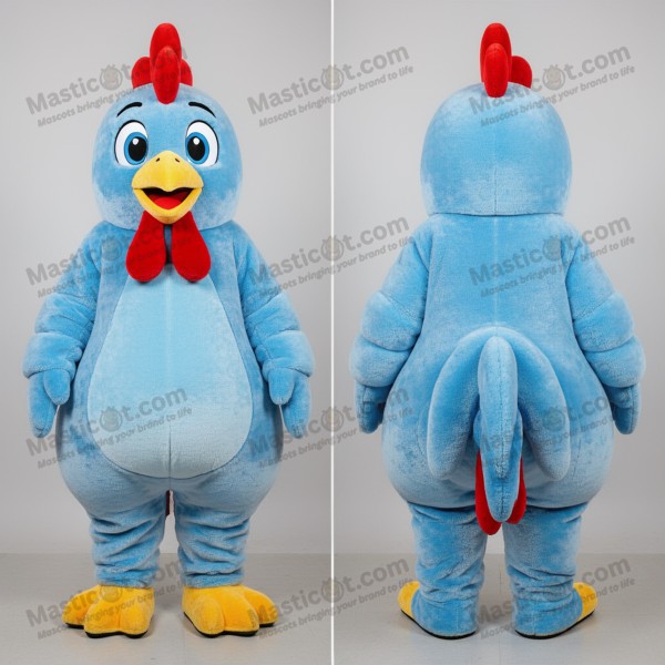 Teal velvety broad shouldered roosters mascot - Masticot.com