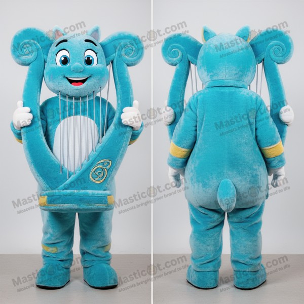 Cyan rounded celtic harp mascot - Masticot.com