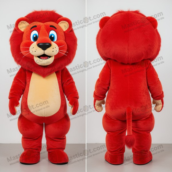 Crimson-Orange Jungle King Lion Mascot - Masticot.com
