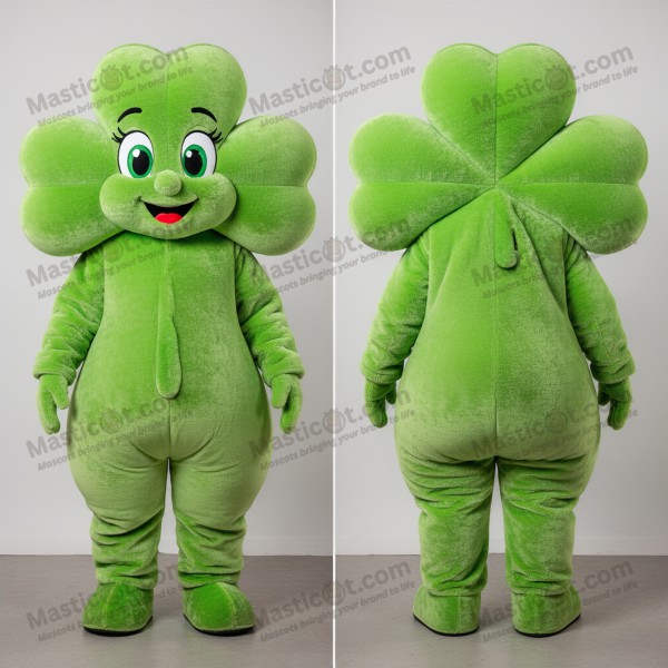 Zářivě zelený veselý čtyřlístek maskot - Masticot.com