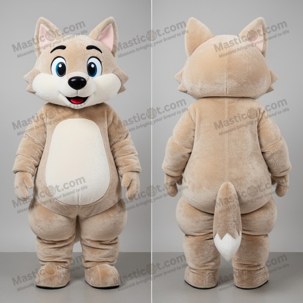 Beige fluffy say wolf mascot - Masticot.com