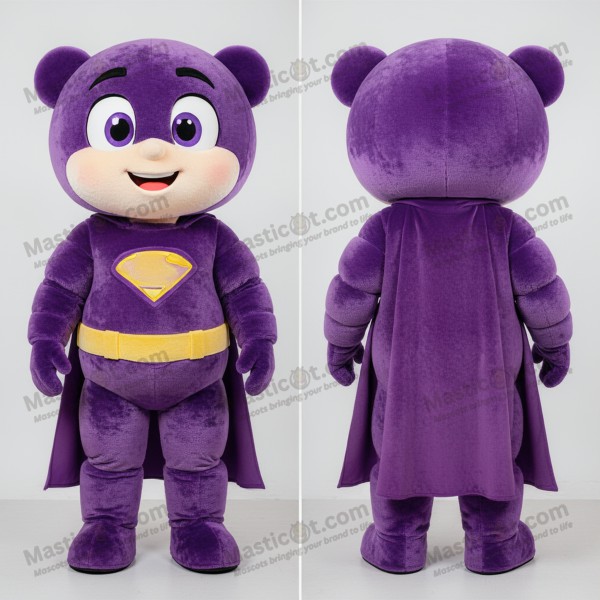 Purple broad shouldered superhero mascot - Masticot.com