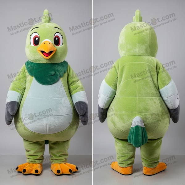 Lime green cuddly pigeon mascot - Masticot.com