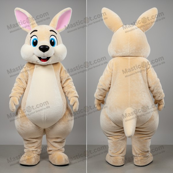 Cream velvety kangaroo mascot - Masticot.com