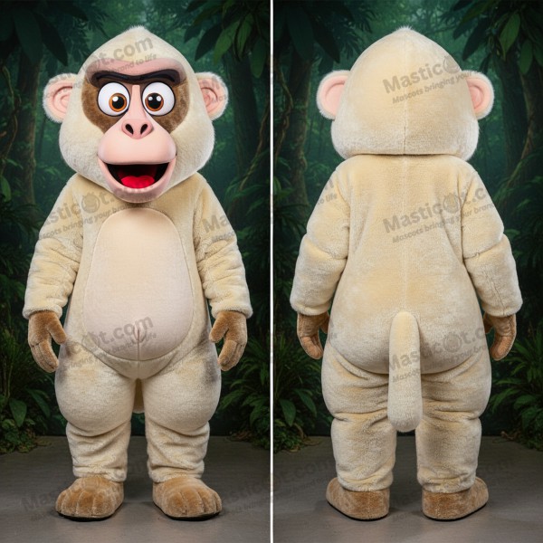 Cream velvety baboon mascot - Masticot.com