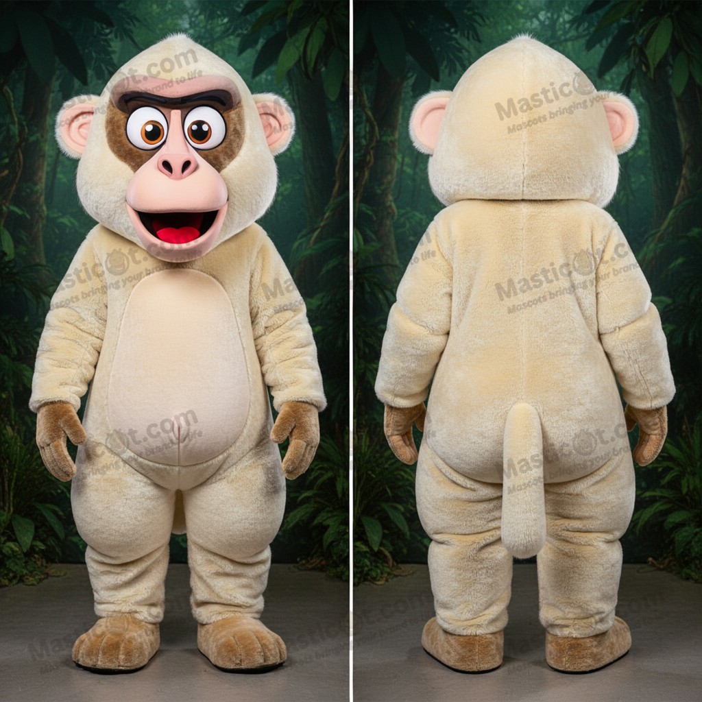 Krämig sammetslen baboonmaskot - Babian - MASTICOT_2818 - Masticot.com