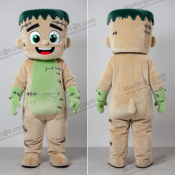 Beige velvety frankenstein mascot - Frankenstein - MASTICOT_28590 - Masticot.com