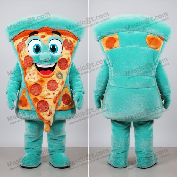 Turquoise plush pizza mascot - Masticot.com