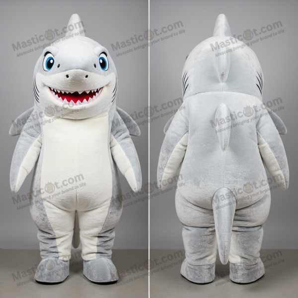 White streamlined megalodon mascot - Masticot.com