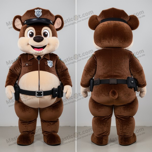 Hnědý plyšový maskot policisty - Masticot.com