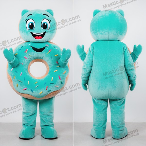 Tyrkysový sametový kostým maskota kobliha - Donut - MASTICOT_28705 - Masticot.com