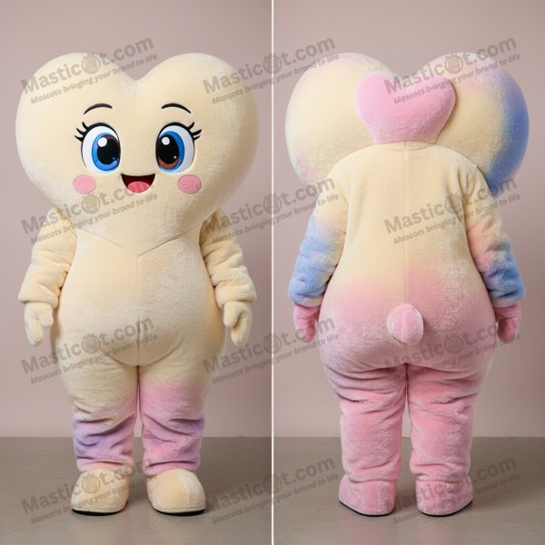 Creamy white velvety heart mascot - Masticot.com