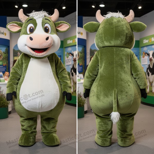 Olive Green Cartoon Cow Mascot - Masticot.com
