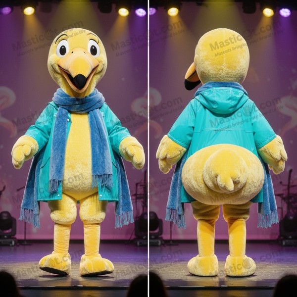 Lemon yellow playful flamingo mascot - Masticot.com