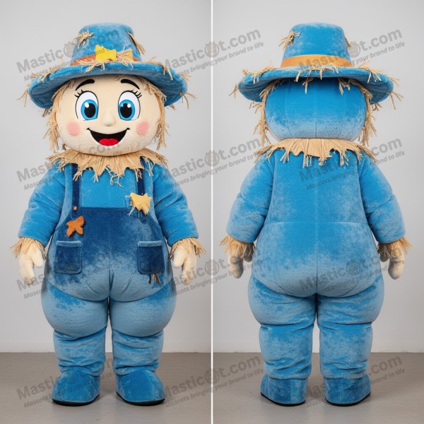 Sky blue stitched scarecrow mascot - Masticot.com