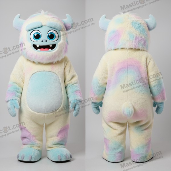 Nadýchaný maskot Yeti v krémově bílé barvě