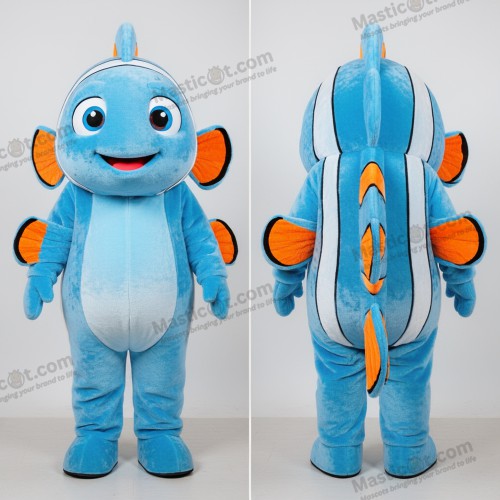 Lekfull clownfiskmaskot i himmelsblått - Clownfisk - MASTICOT_28925 - Masticot.com