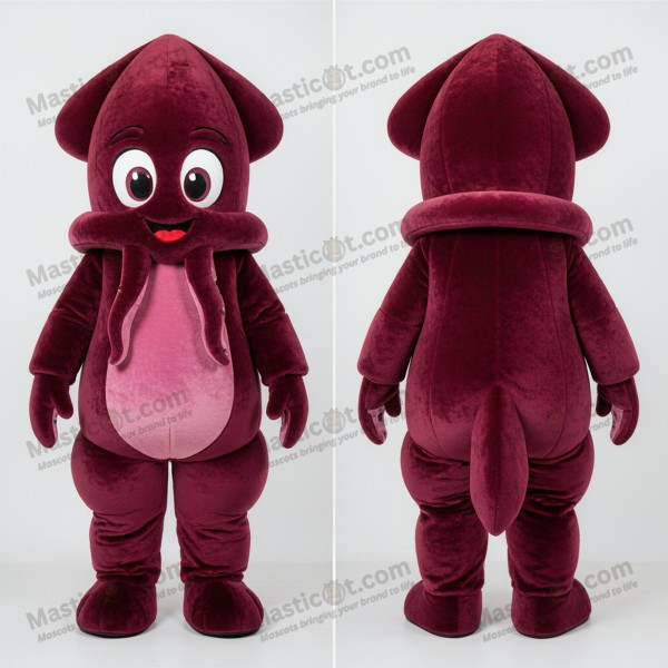 Tmavě vínový plyšový maskot Chobotnice - Masticot.com