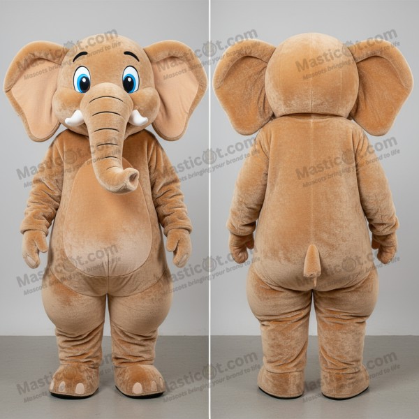 Sandy tan gentle elephant mascot - Masticot.com
