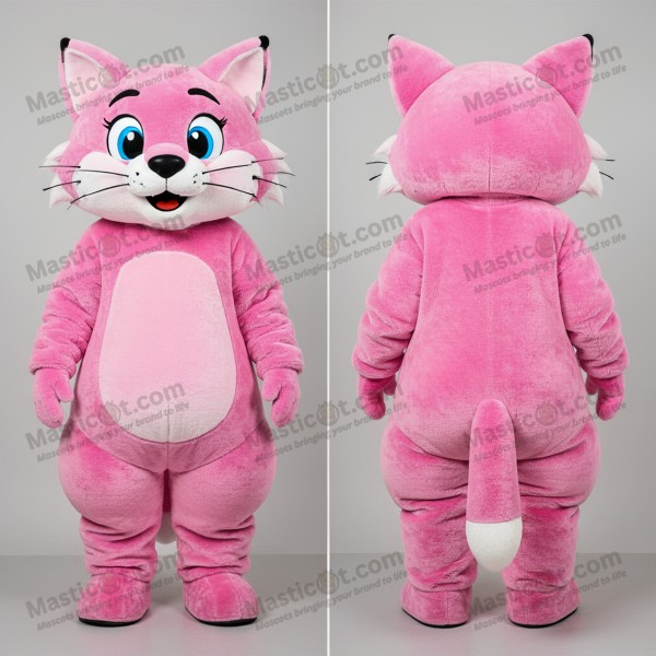 Pink Velvet Playful Bobcat Mascot - Masticot.com