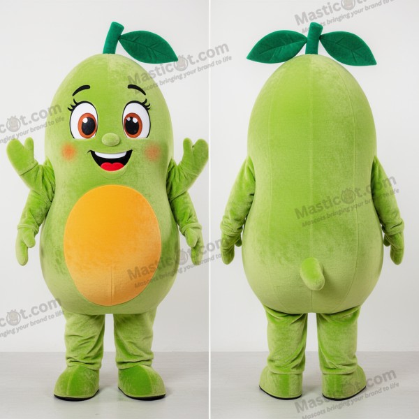 Lime green velvety mango mascot - Mango - MASTICOT_29123 - Masticot.com