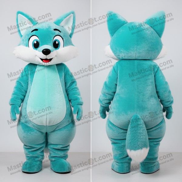 Turquoise velvety fox mascot - Masticot.com