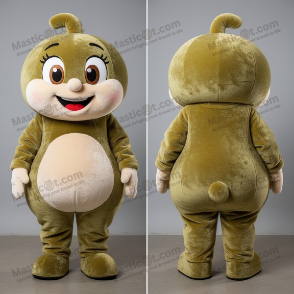 Kremet beige skjellsuppe-maskot - Masticot.com