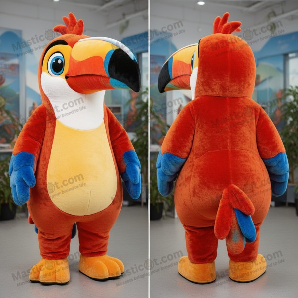 Rust orange wide eyed toucan mascot - Toucan - Masticot.com