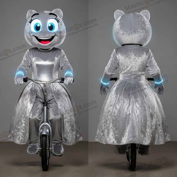 Silver skimrande enhjulingsspelare maskot - Enhjulingcyklist - MASTICOT_29365 - Masticot.com