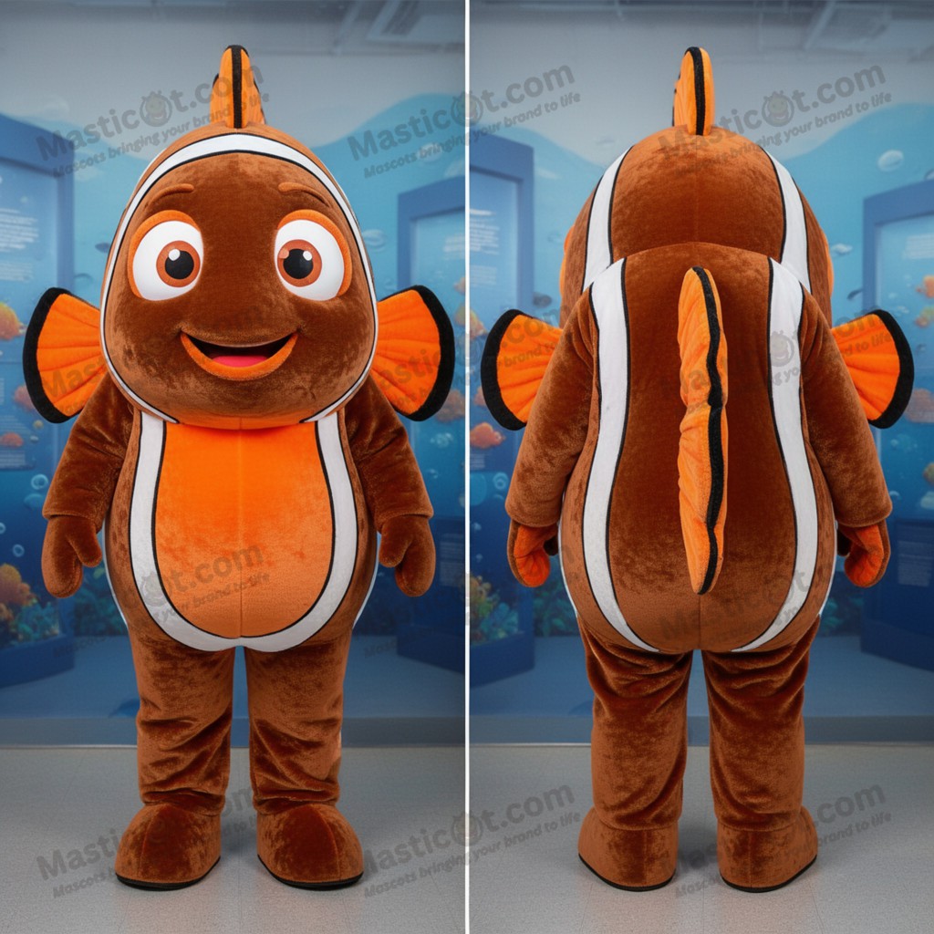 Rust orange wide eyed clown fish mascot - Masticot.com