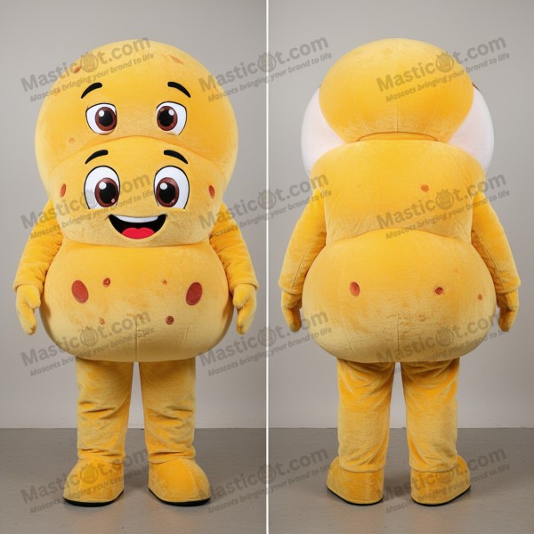 Velvet yellow pillowy meatballs mascot - Masticot.com