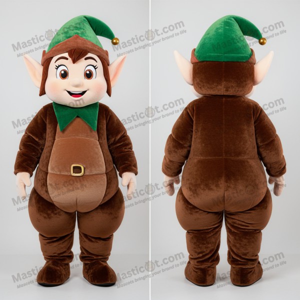 Velvety brown playful elf mascot - Masticot.com