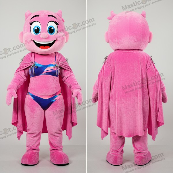 Fantasia de mascote bala humana dinâmica rosa - Bala de Canhão Humana - MASTICOT_29523 - Masticot.com
