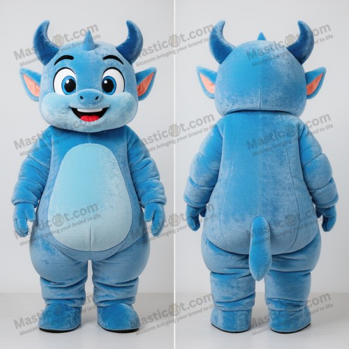 Sky blue cuddly demon mascot - Masticot.com